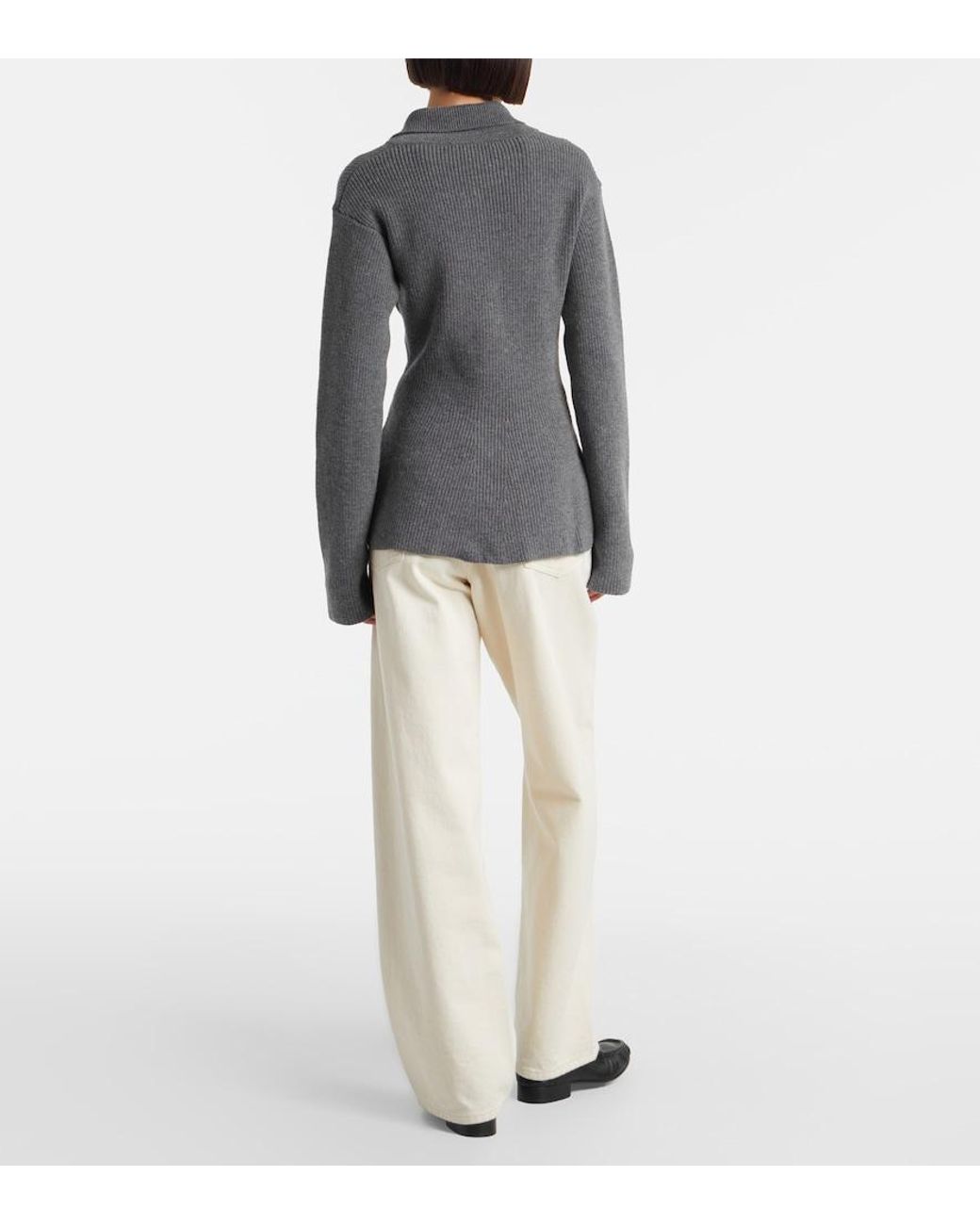 Rohe Gray Ribbed-Knit Wool And Cashmere Cardigan