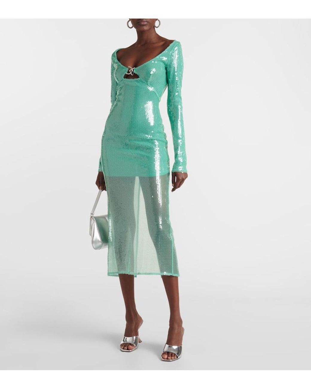 David Koma Green Sequined Minidress