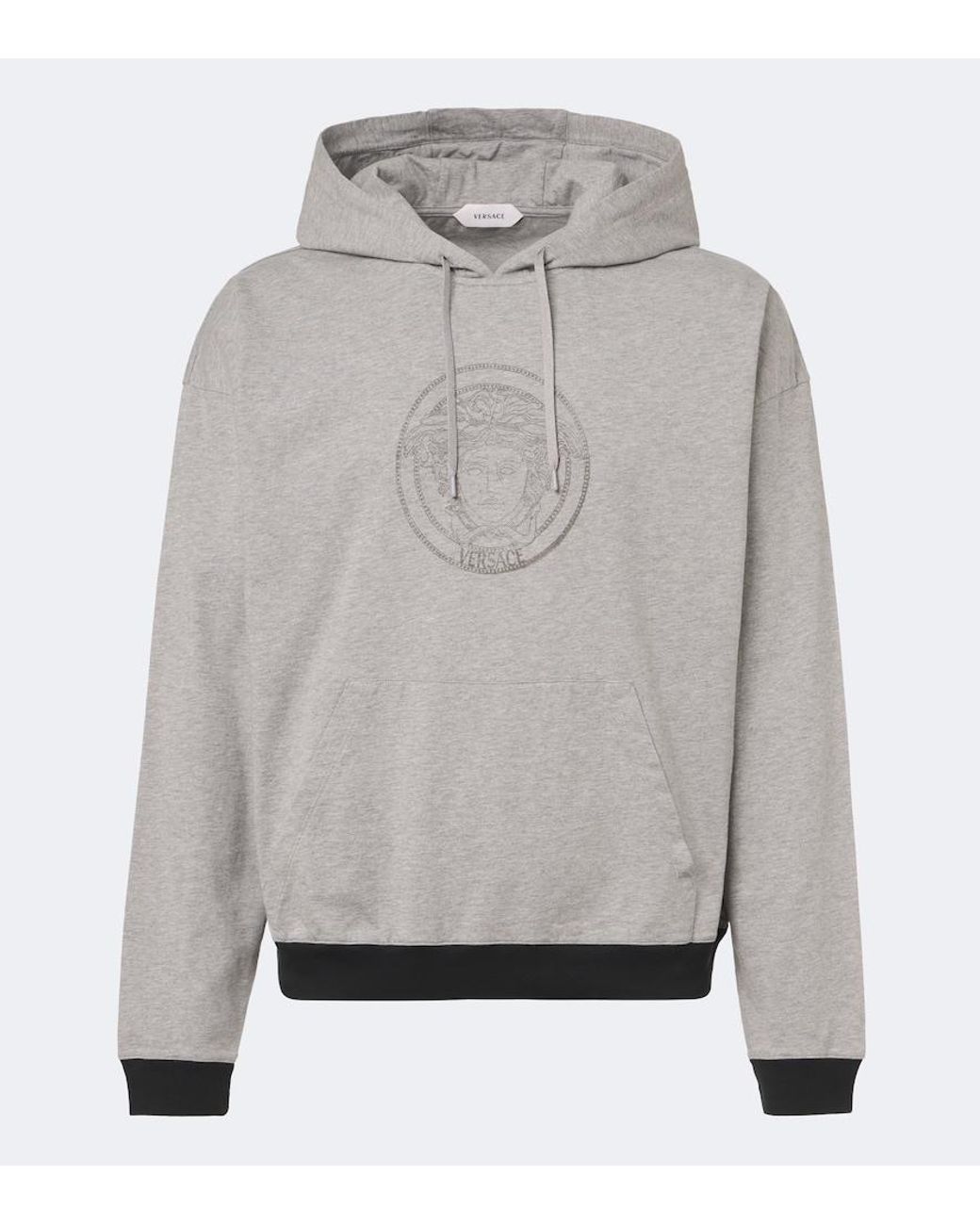 Versace Gray Medusa Cotton Jersey Hoodie for men