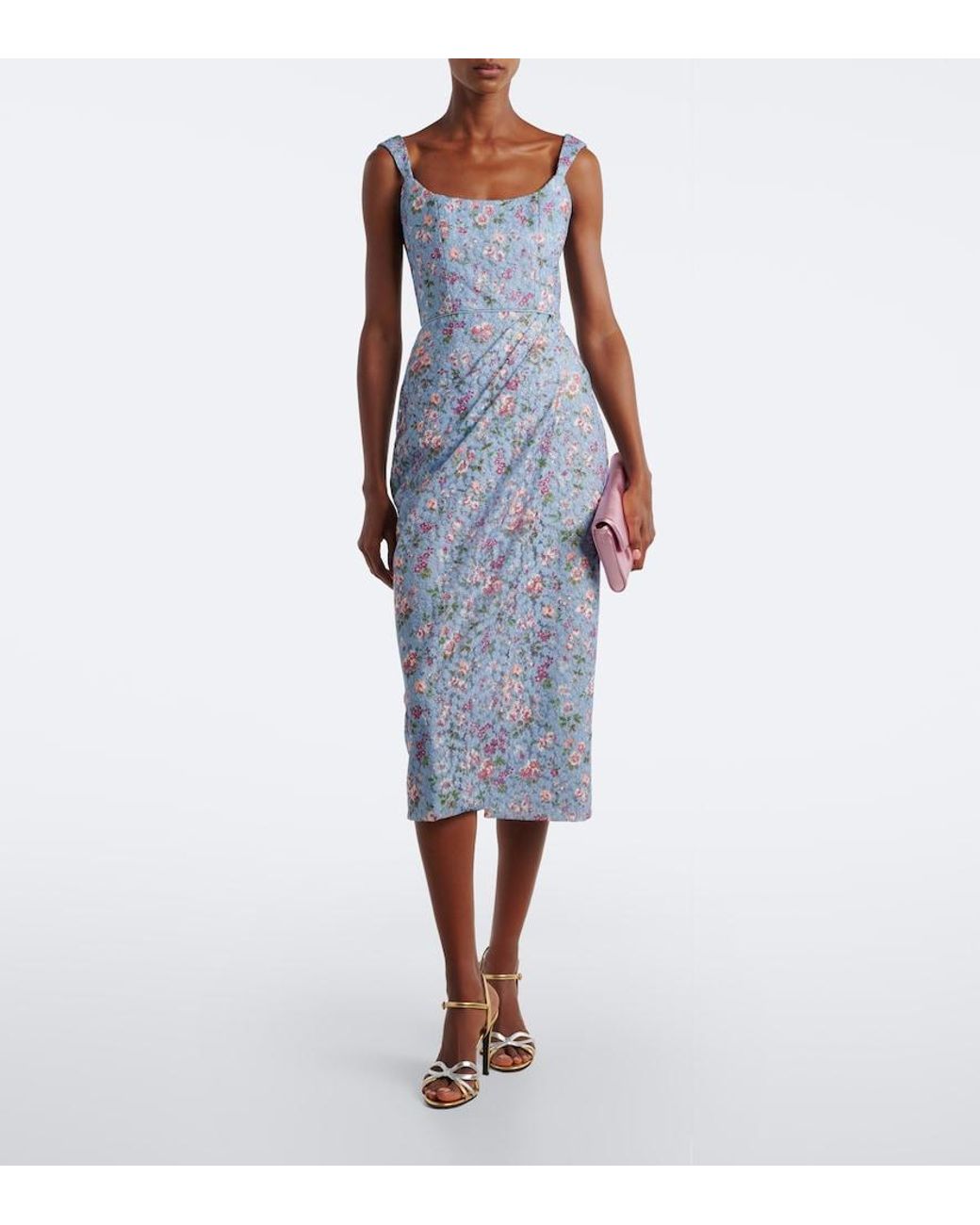 Markarian Blue Marla Floral Lace Bustier Dress