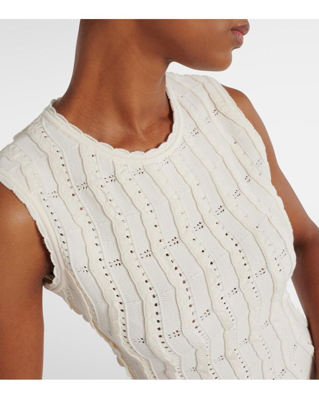 Oscar de la Renta White Knitted Minidress