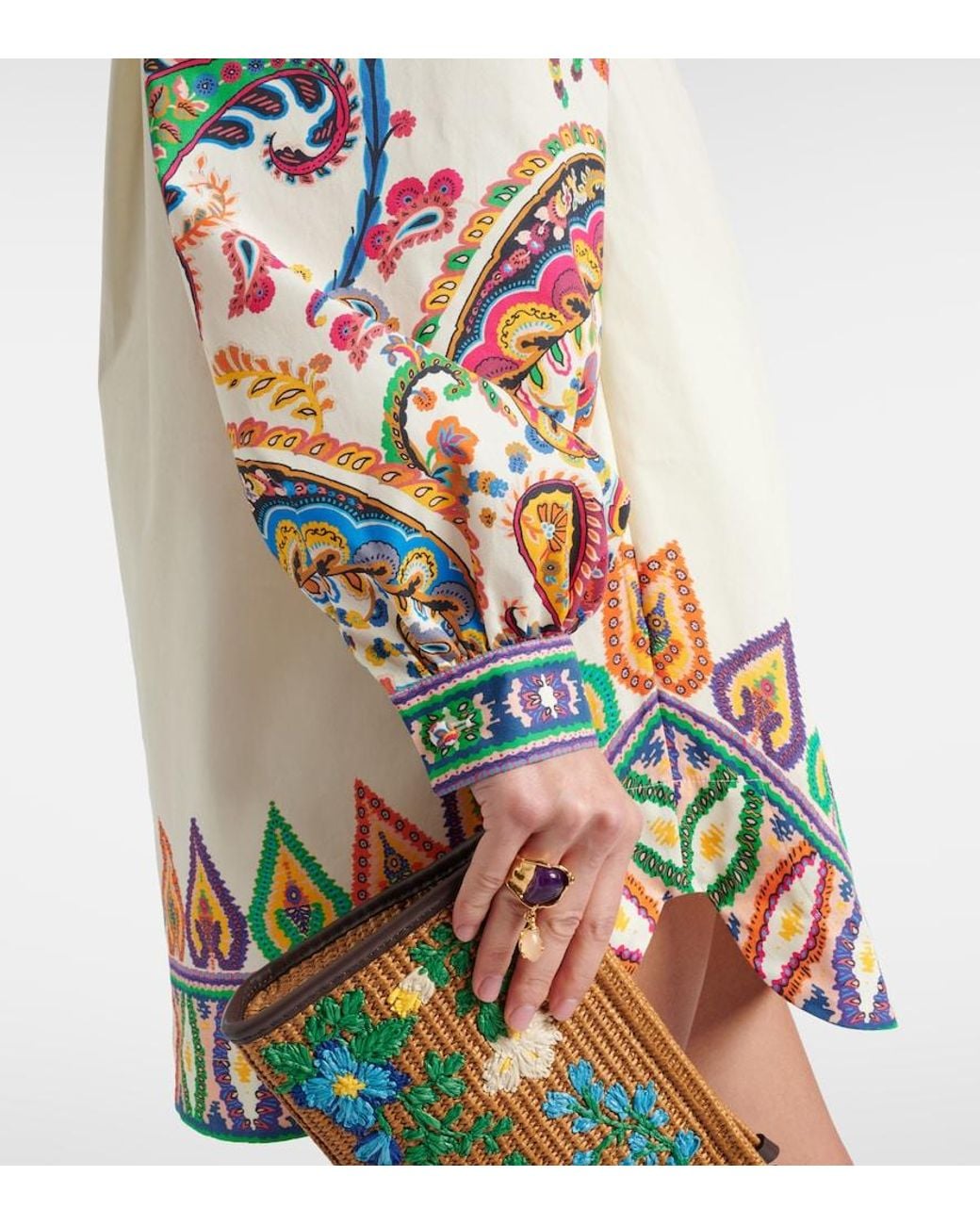 Etro White Printed Cotton Minidress