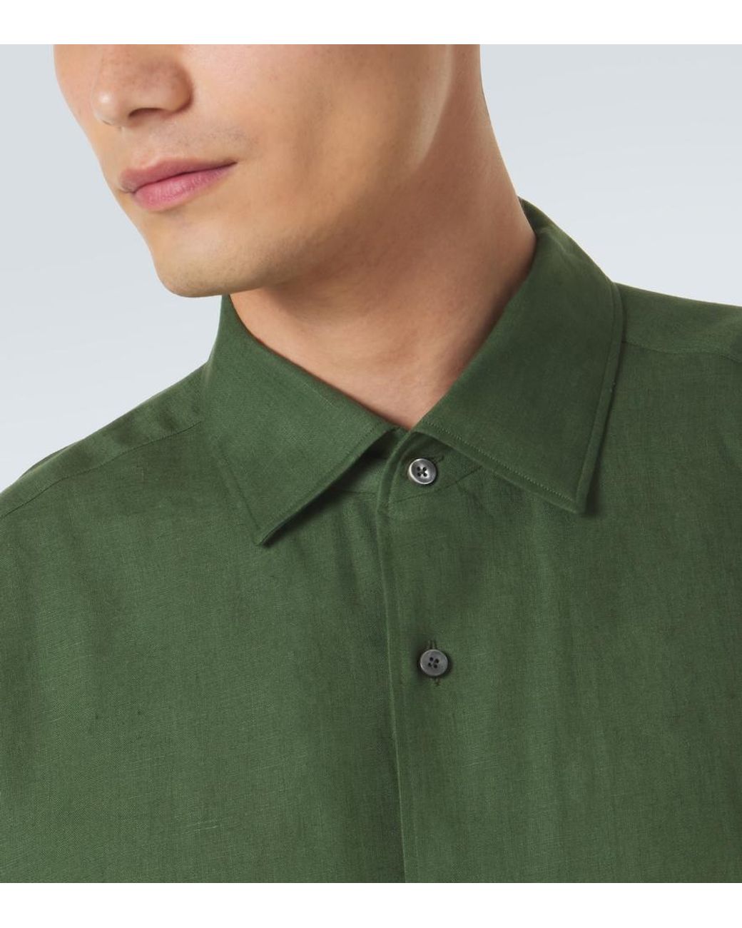 Zegna Green Linen Shirt for men