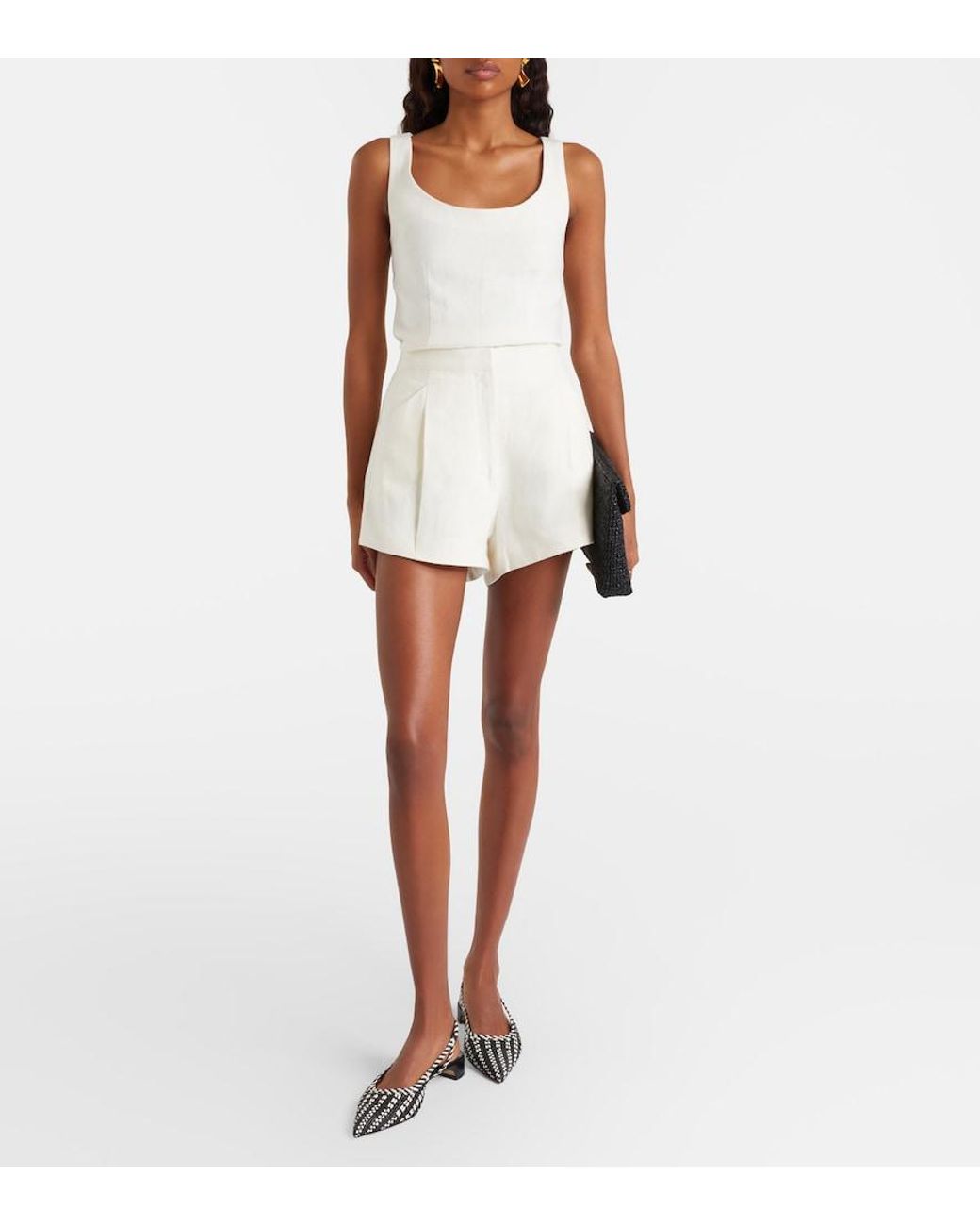 Posse White Effi Scalloped Linen Tank Top