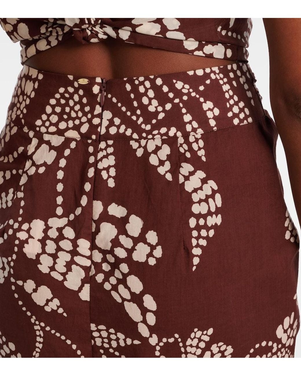 Poupette Red Uma Printed Cotton Midi Skirt