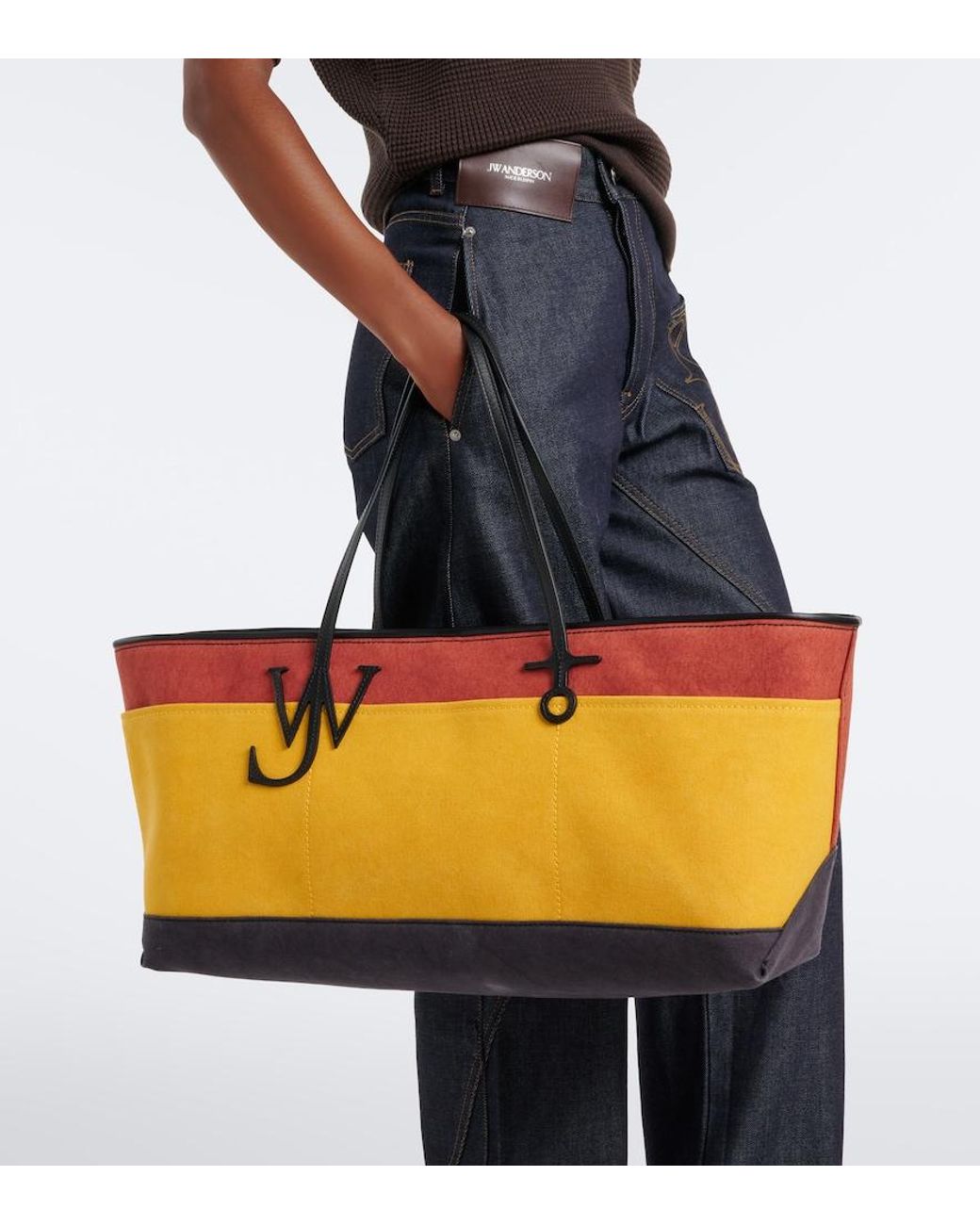 J.W. Anderson Yellow Anchor Striped Canvas Tote Bag
