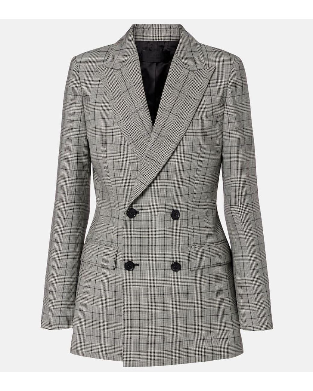 Nili Lotan Gray Weston Plaid Virgin Wool Blazer