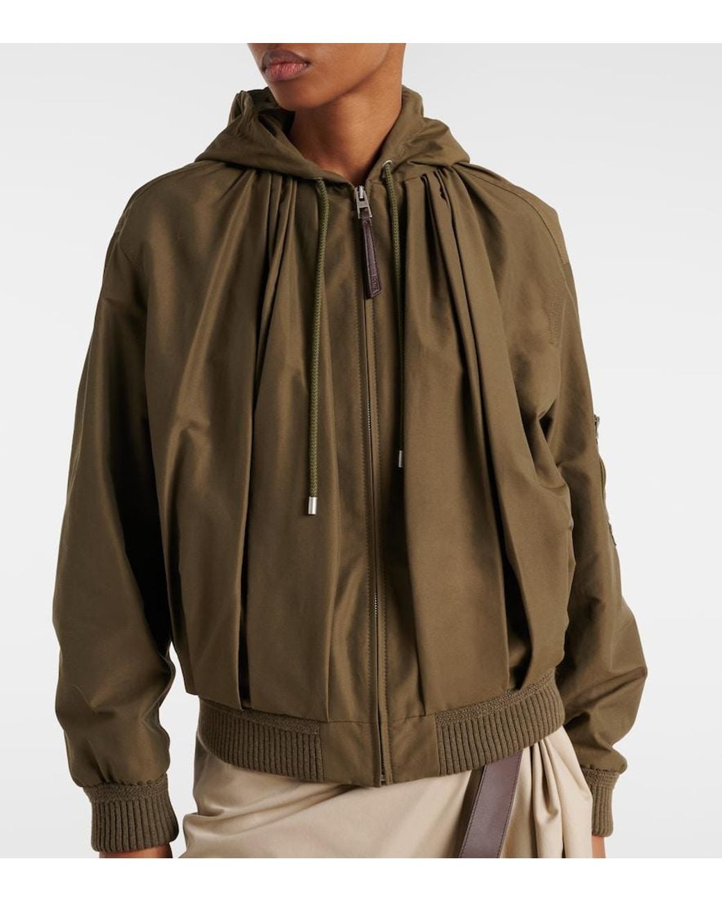 Loewe Green Gathered Cotton-Blend Jacket