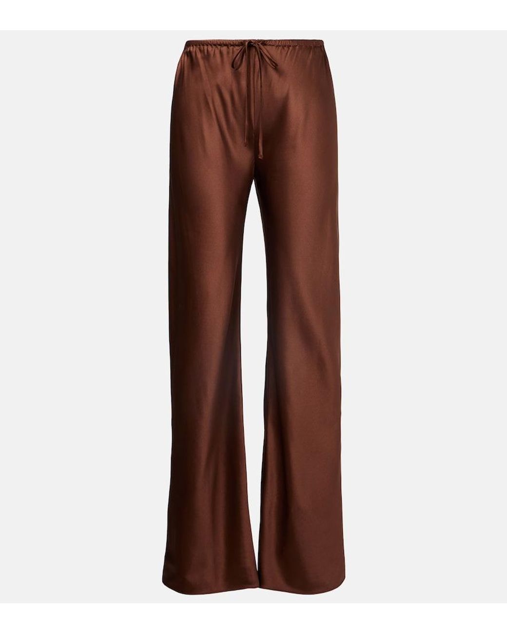 Veronica Beard Brown Billie Silk-Blend Straight Pants