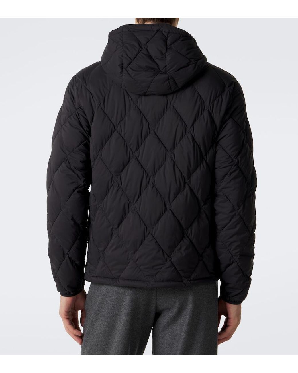 Burberry Black Check Hooded Quilted Jacket for men