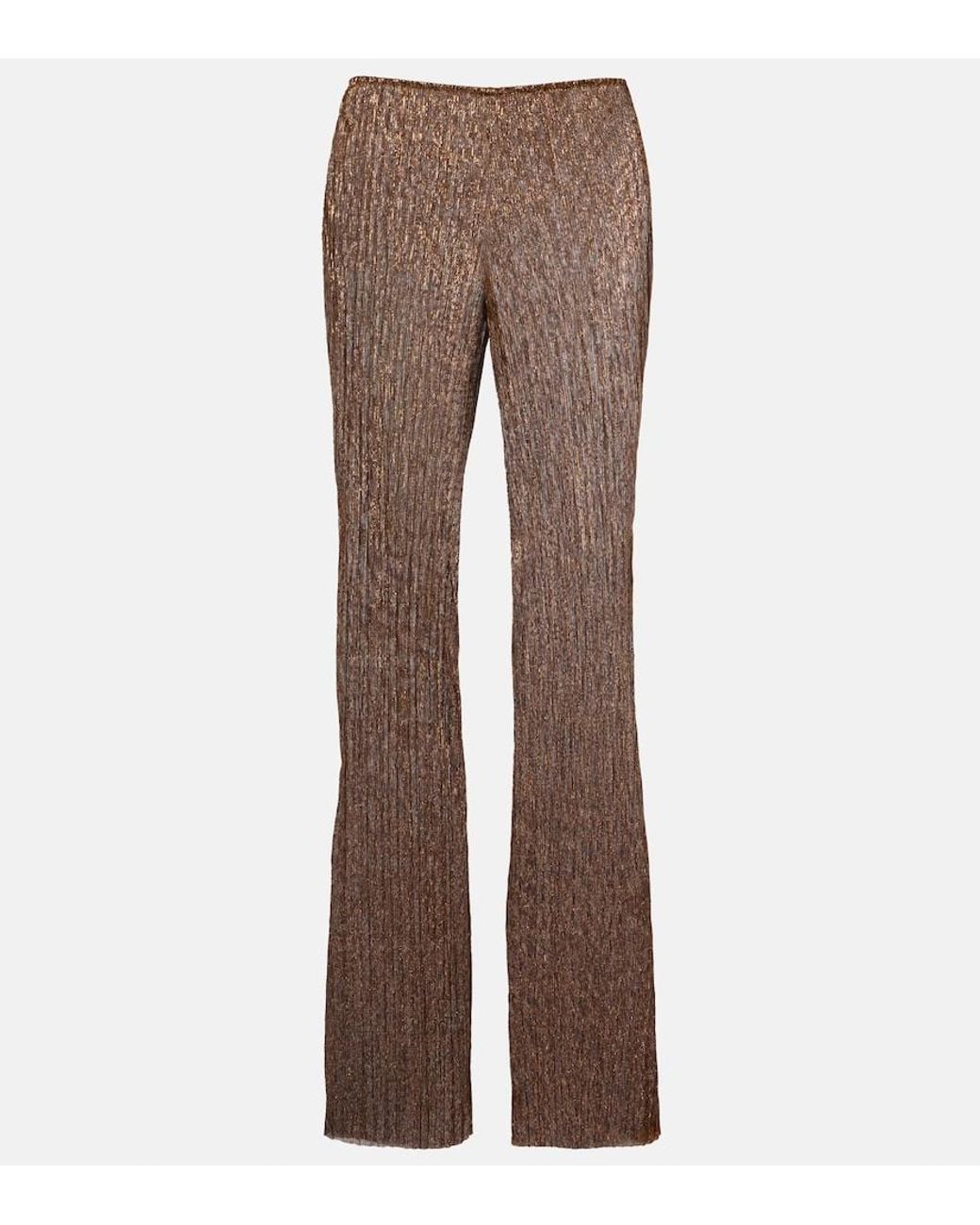 Cala De La Cruz Brown Dries Lame Flared Pants