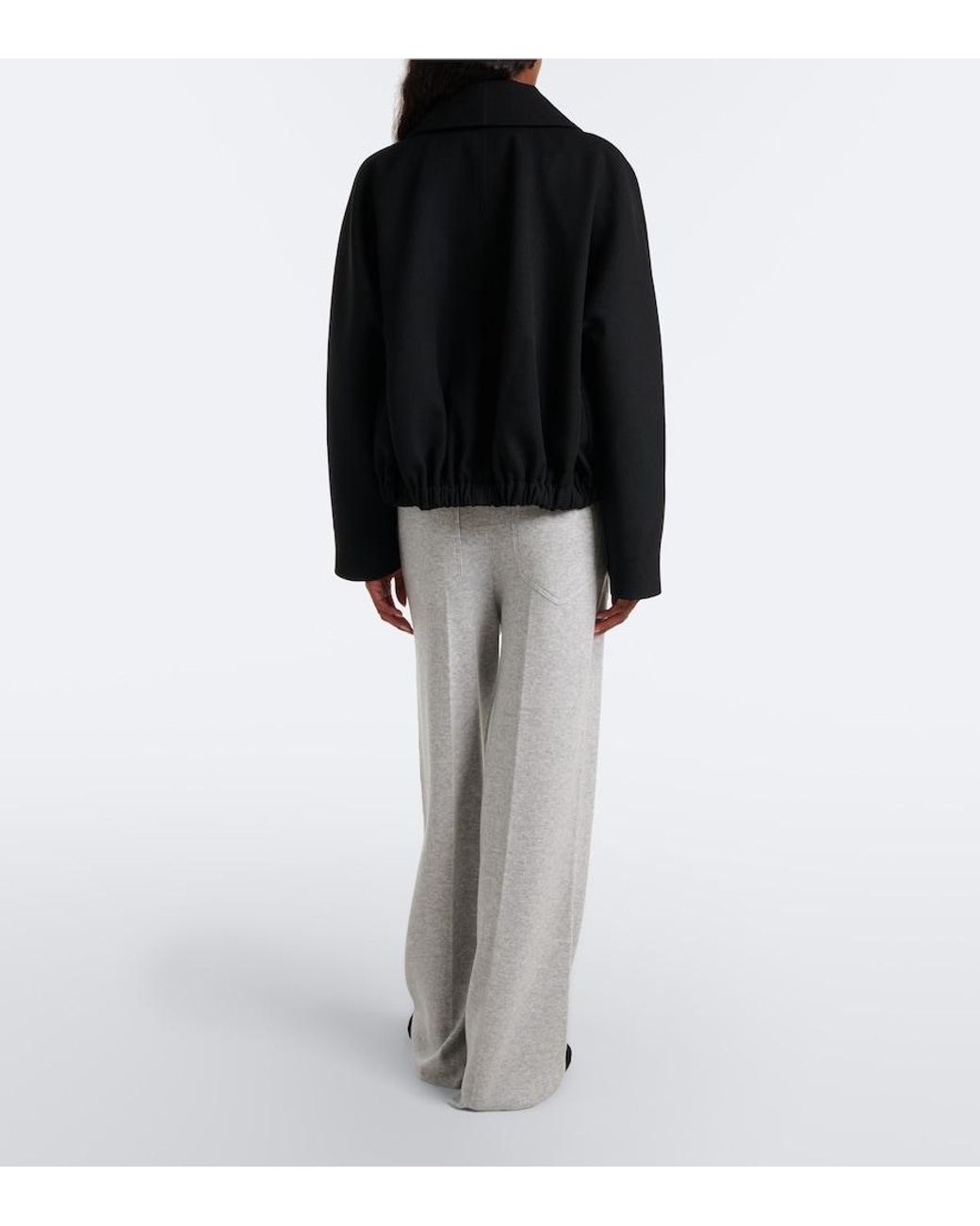 Victoria Beckham Gray Wool And Cashmere Wide-Leg Pants