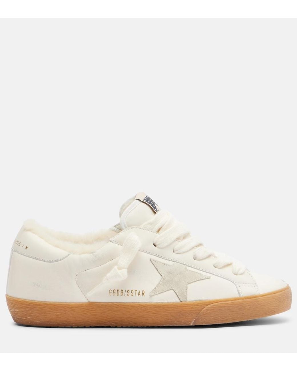 Golden Goose Deluxe Brand White Super-Star Shearling-Lined Leather Sneakers