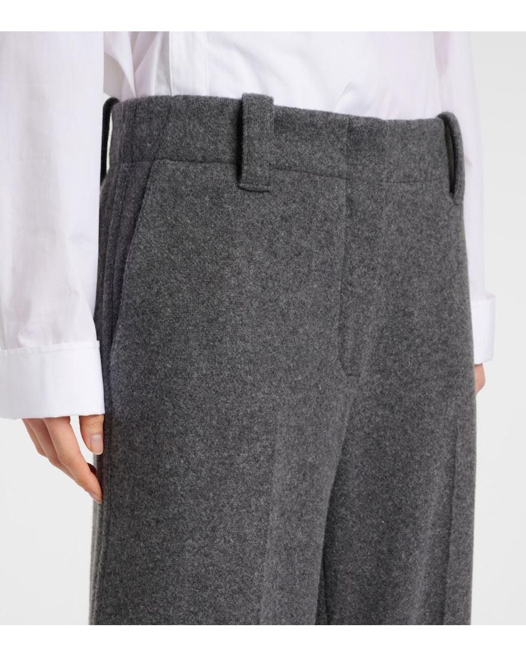 Proenza Schouler Gray Mid-Rise Wide-Leg Pants