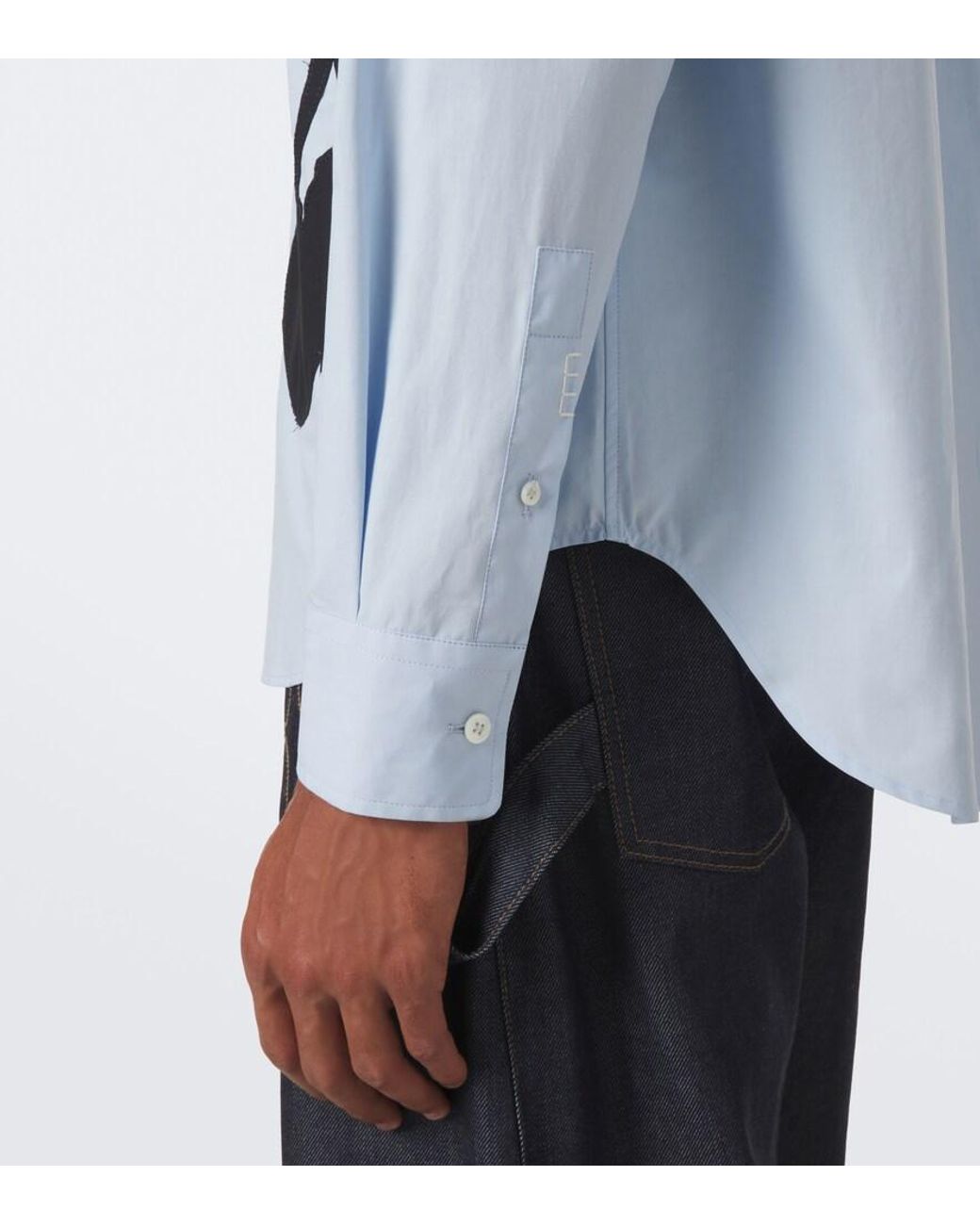 J.W. Anderson Blue Applique Cotton Poplin Shirt for men