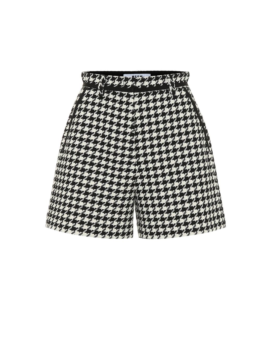 MSGM Synthetic Houndstooth Pattern Shorts in Black/White (Black) - Save ...