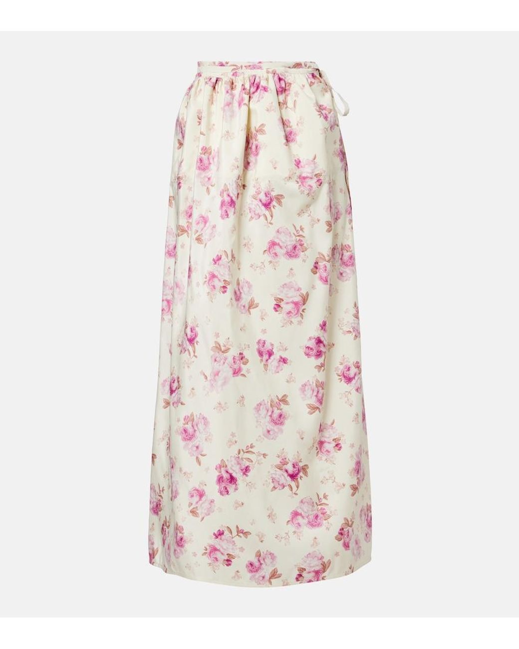 Magda Butrym Pink Floral Silk Midi Skirt