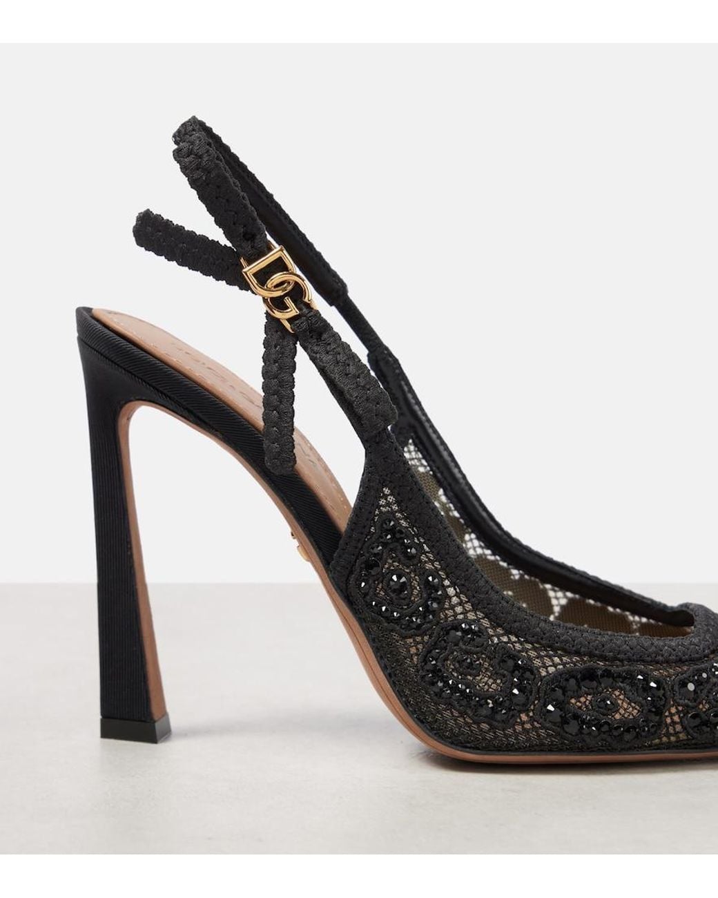 Dolce & Gabbana Black High Heel Shoes With Shimmering Crystals