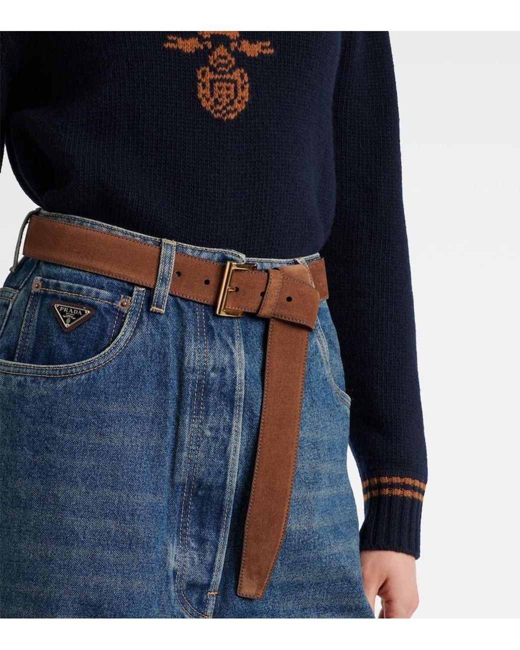 Cinturon De Ante Prada de color Brown