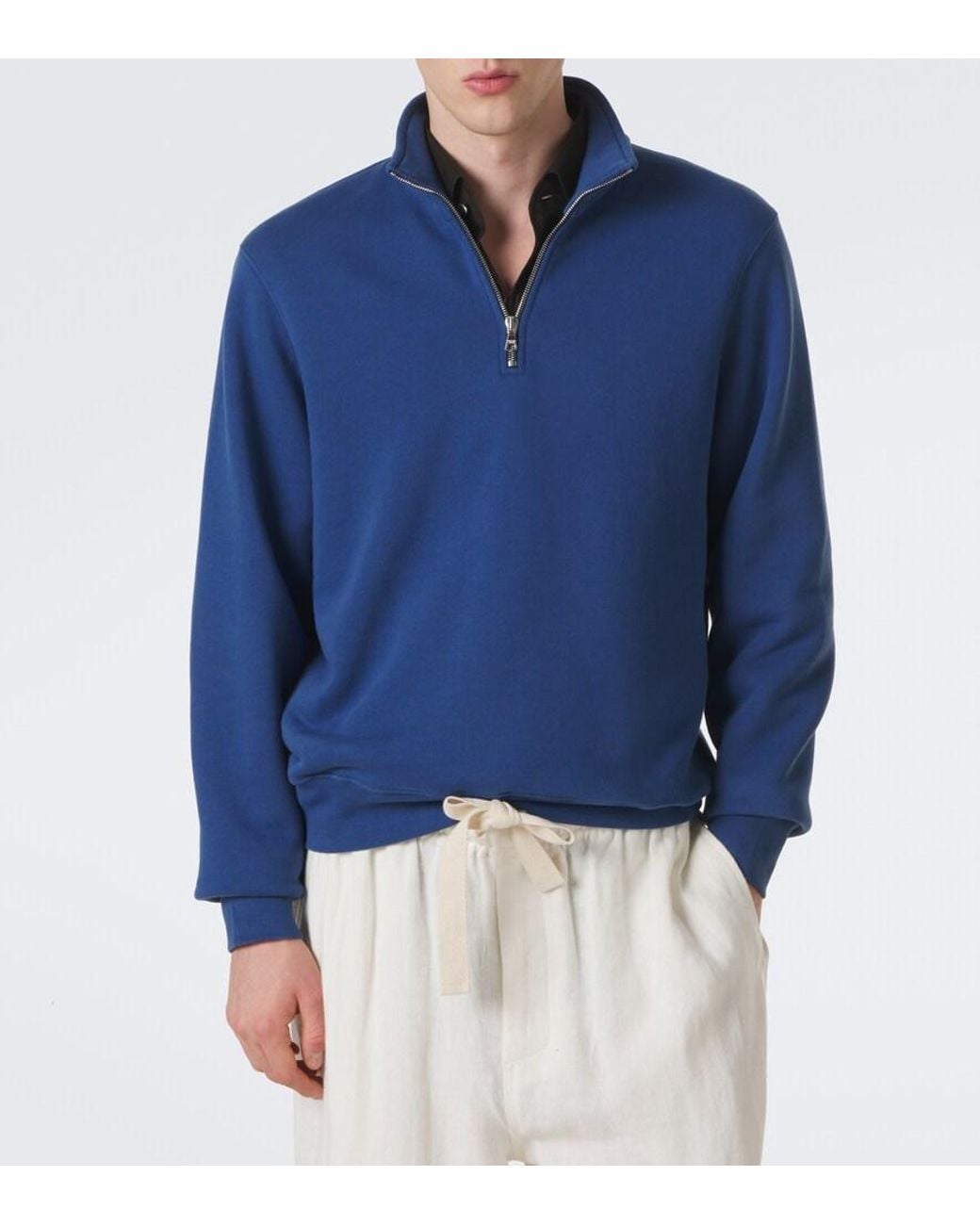 Orlebar Brown Blue Wyatt Cotton Jersey Half-Zip Sweatshirt for men