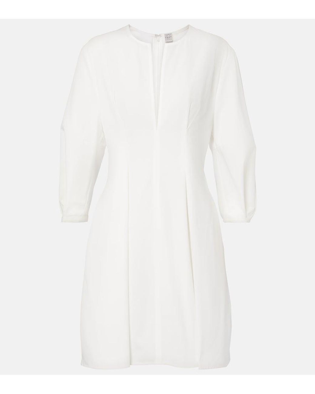 Totême White Pleated Cotton Minidress
