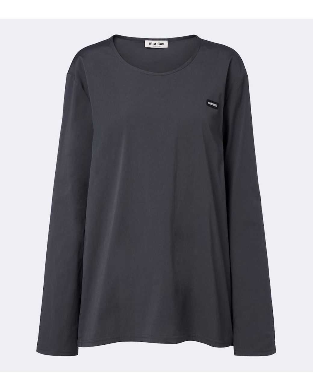 Miu Miu Black Cotton-Blend Poplin T-Shirt