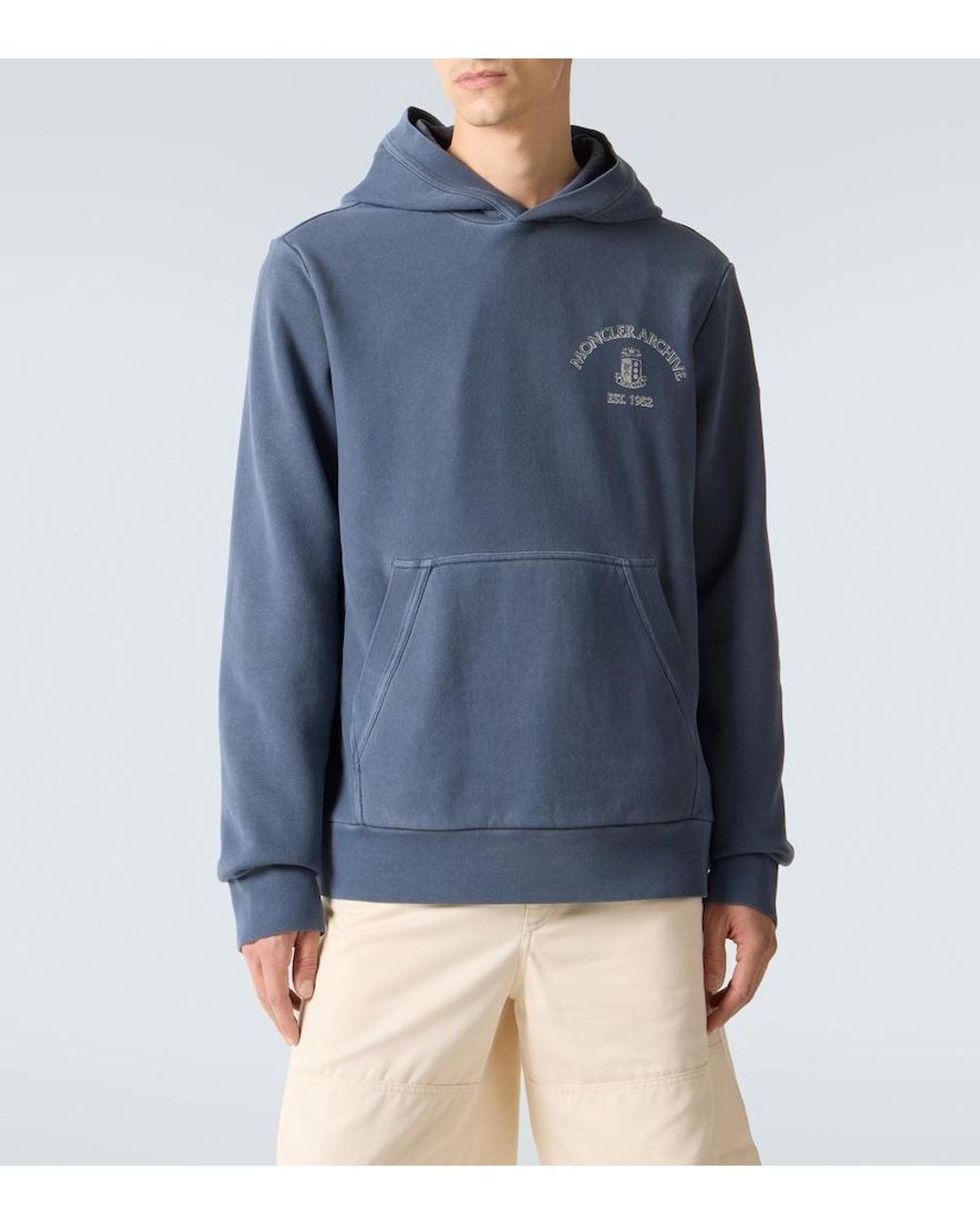 Sudadera De Algodon Con Logo Moncler de hombre de color Blue