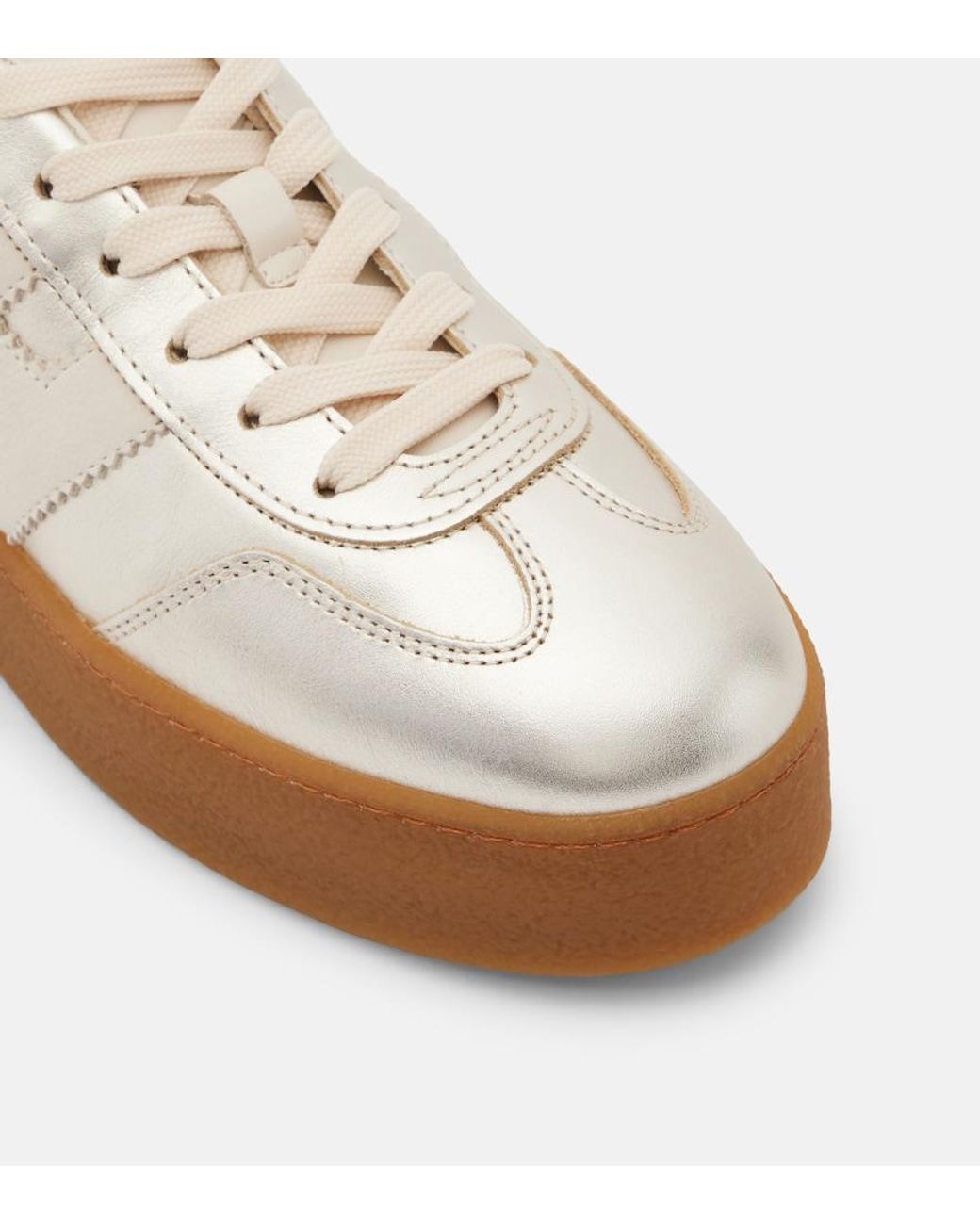 Hogan White H698 Metallic Leather Platform Sneakers