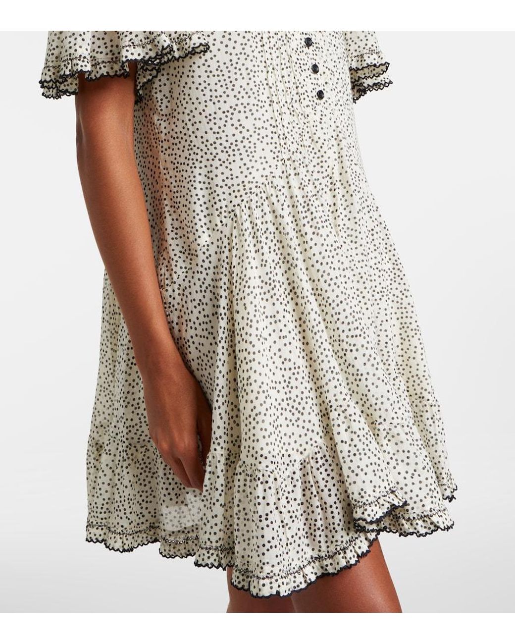 Isabel Marant White Daynia Polka-Dot Cotton Minidress