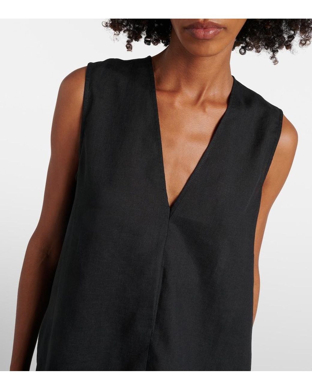 Asceno Black Derya Linen Minidress