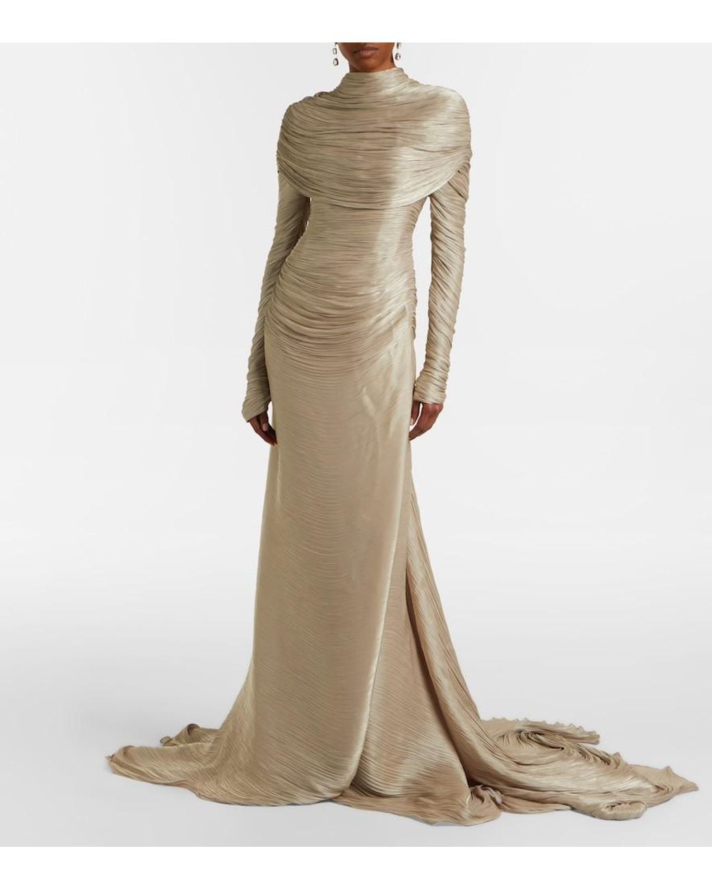 Marmar Halim Natural Ruched Gown