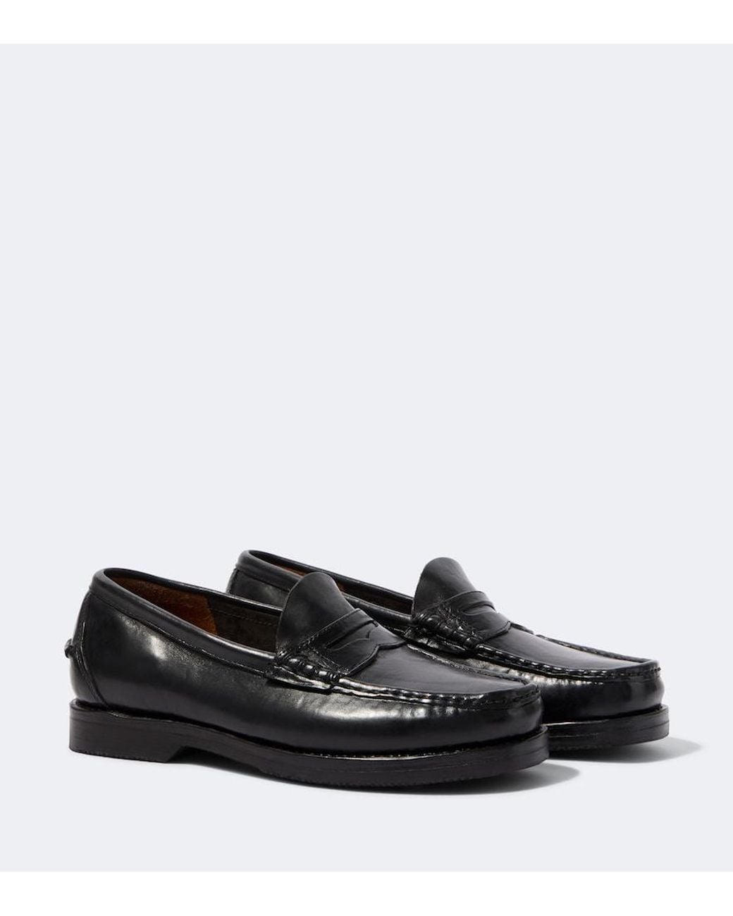 Visvim Black Fabro-Folk Leather Penny Loafers for men