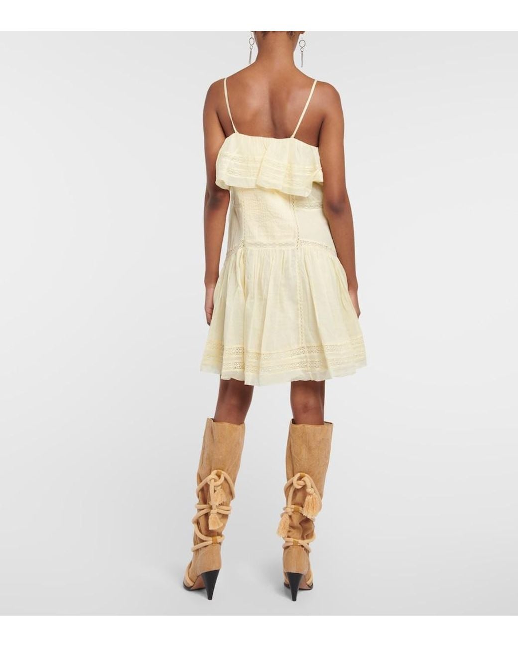 Isabel Marant Yellow Embroidered Cotton Minidress