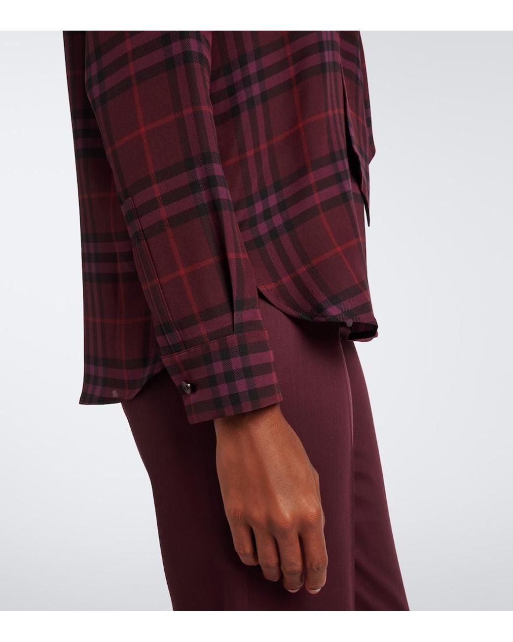 Burberry Purple Rhiannon Check Silk Blouse