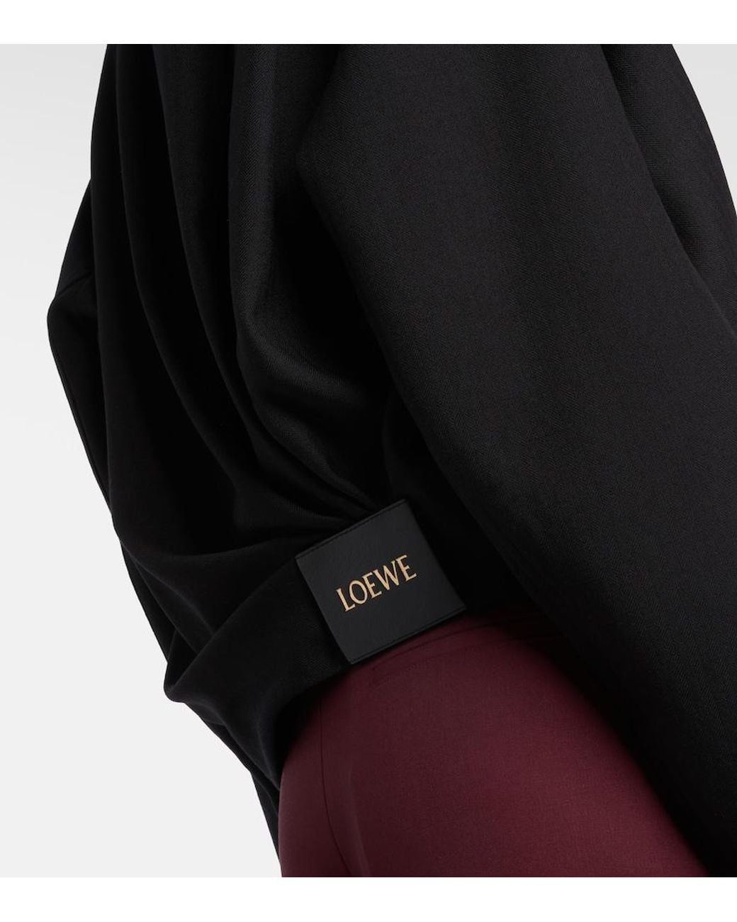 Loewe Black Wool Draped Bomber Jacket