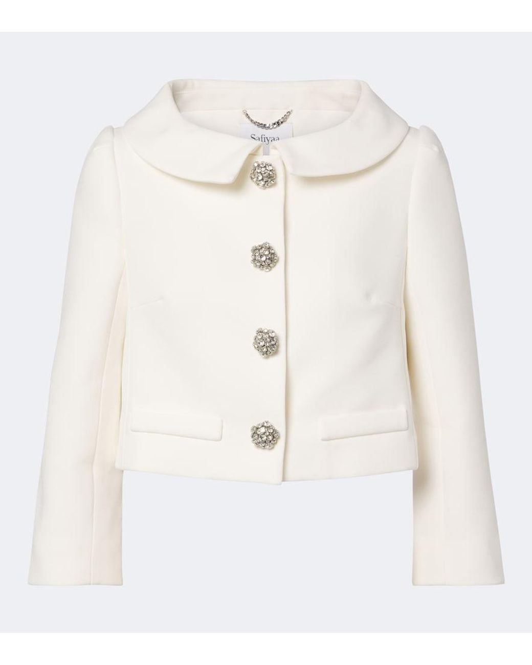 Safiyaa Natural Bridal Brigitta Cropped Crepe Jacket