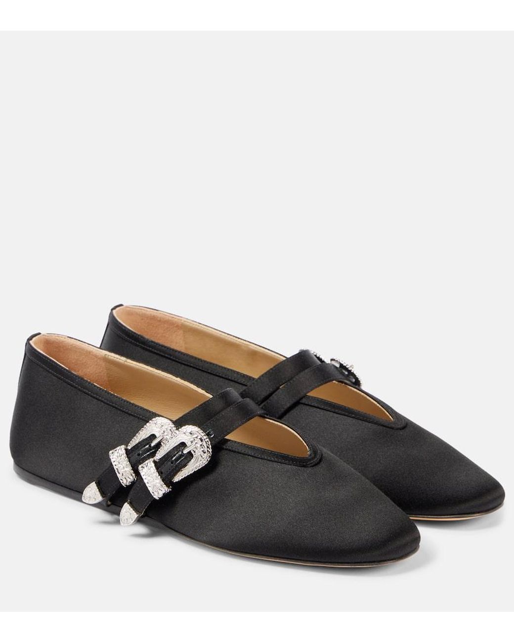Le Monde Beryl Claudia Satin Mary Jane Flats in Black | Lyst