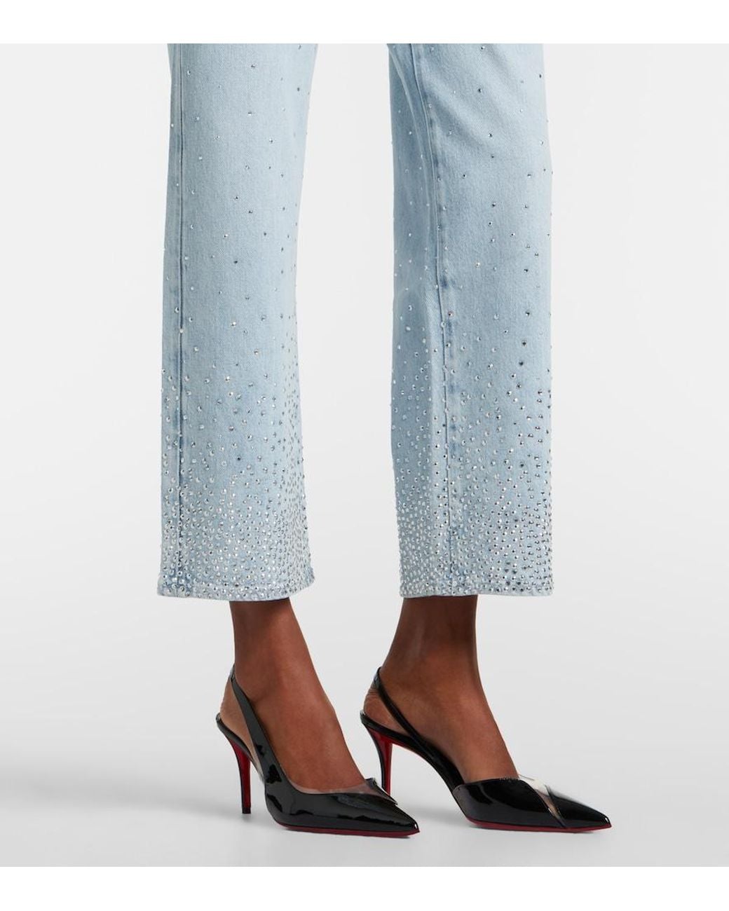 7 For All Mankind Blue Calie Embellished Straight Jeans