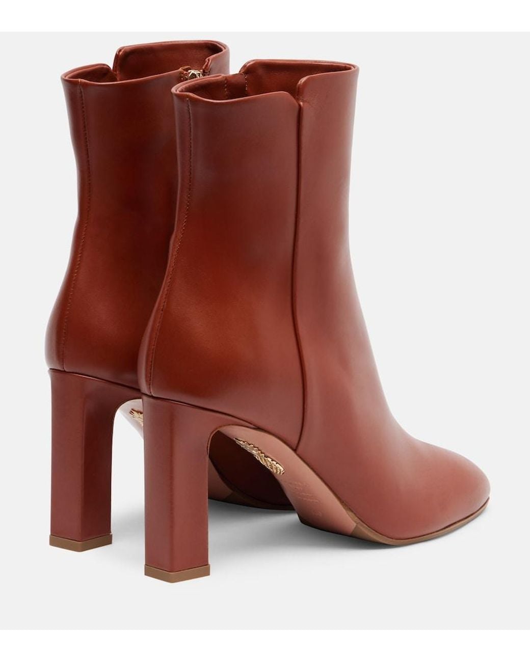Aquazzura Brown Sellier 85 Leather Ankle Boots