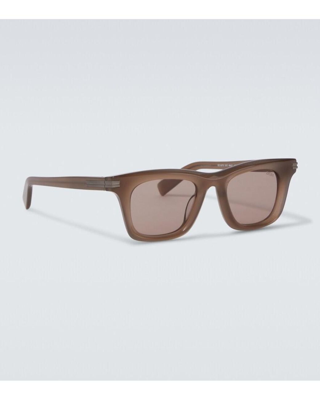 Zegna Brown Rectangular Sunglasses for men