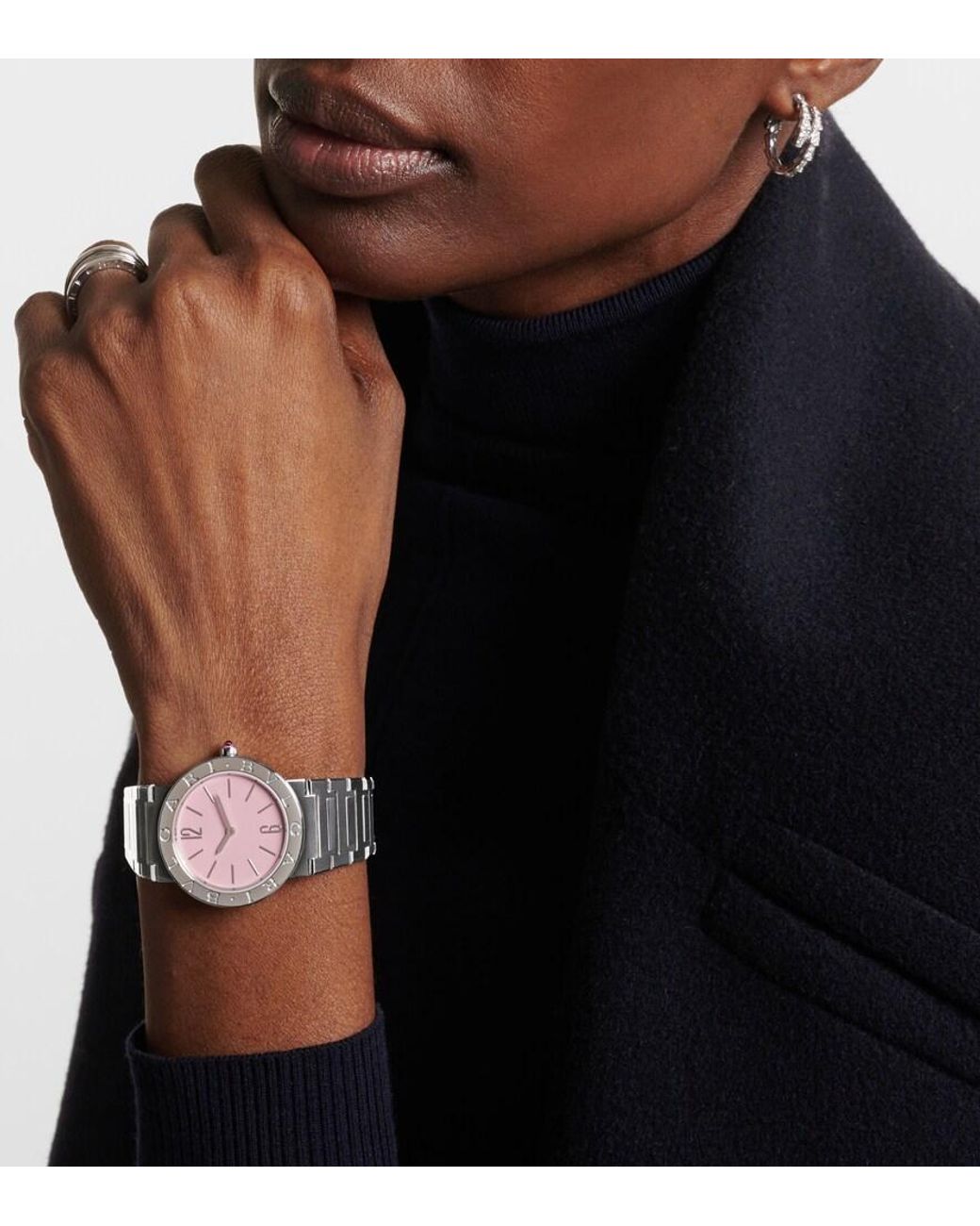 BVLGARI Multicolor 33Mm Stainless Steel Watch With Rubellite