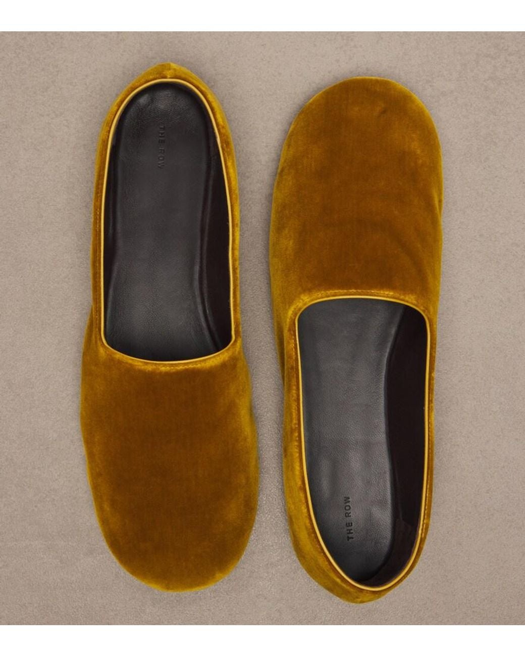 The Row Yellow Ponti Velvet Slip-On Shoes