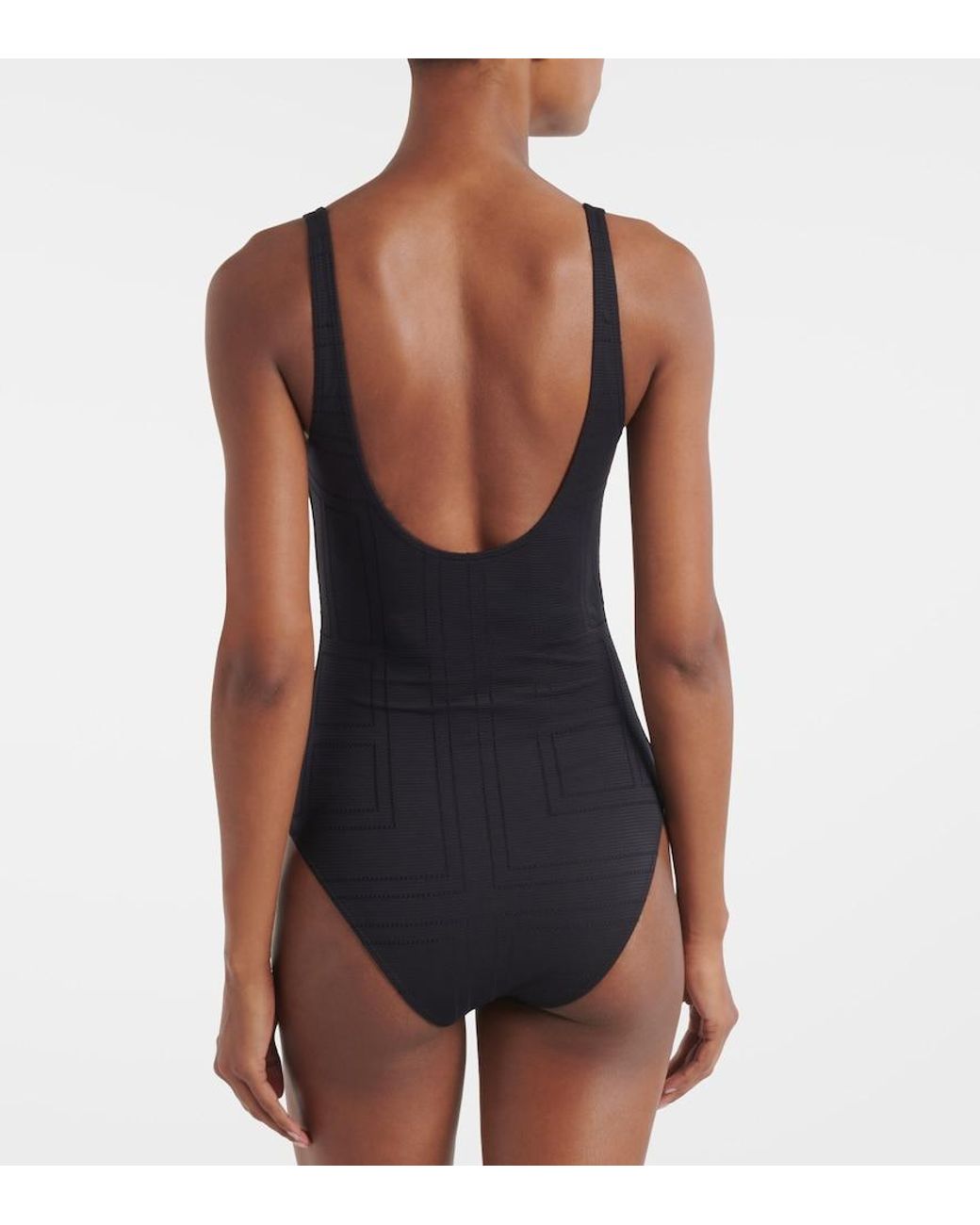 Totême Black Monogram Jersey Swimsuit