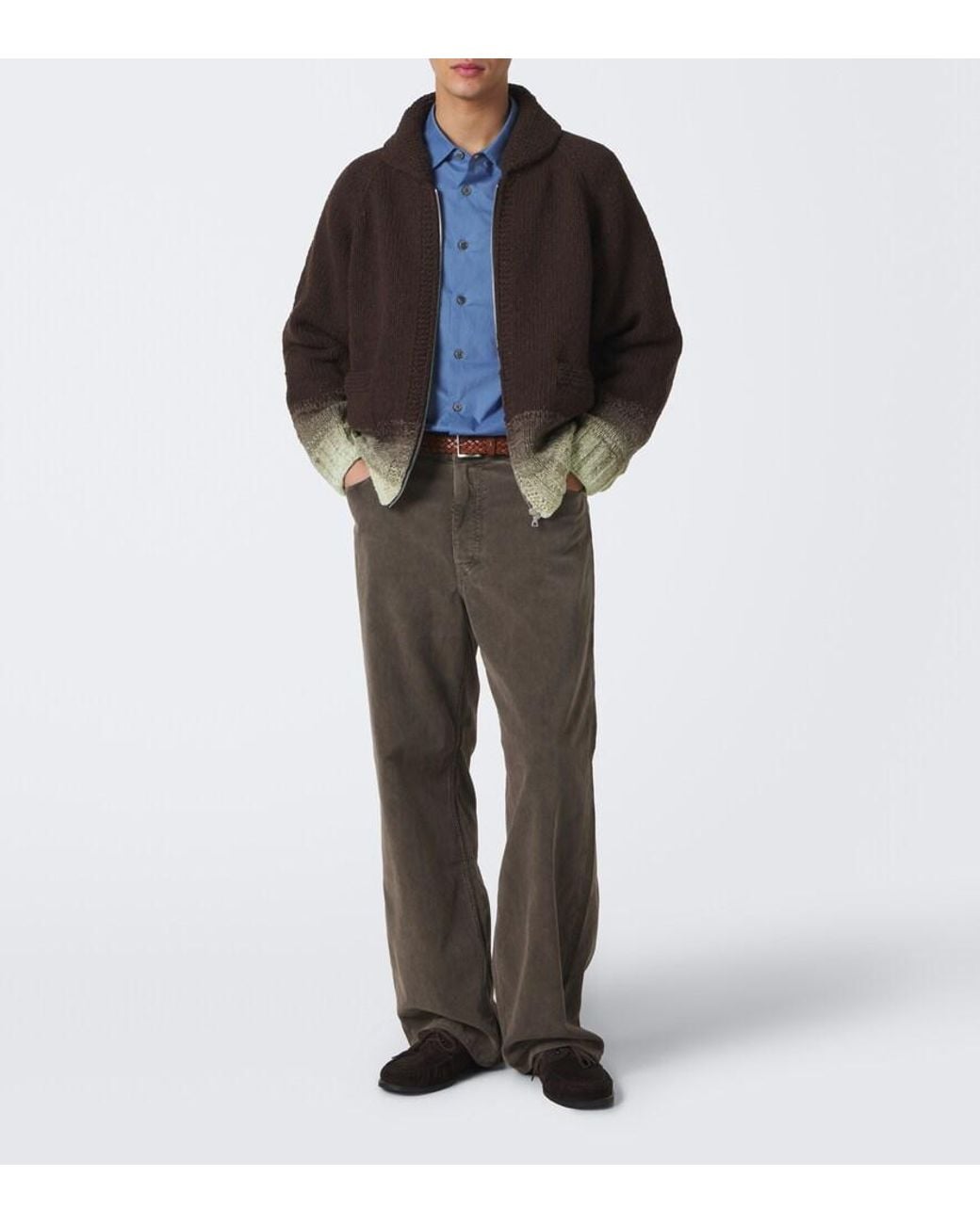 Auralee Brown Ombre Wool Cardigan for men