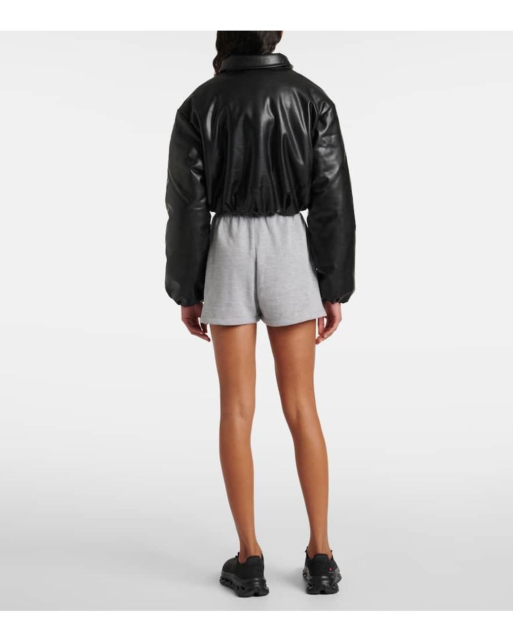 Alo Yoga Premier Faux Leather Bomber Jacket in Black | Lyst