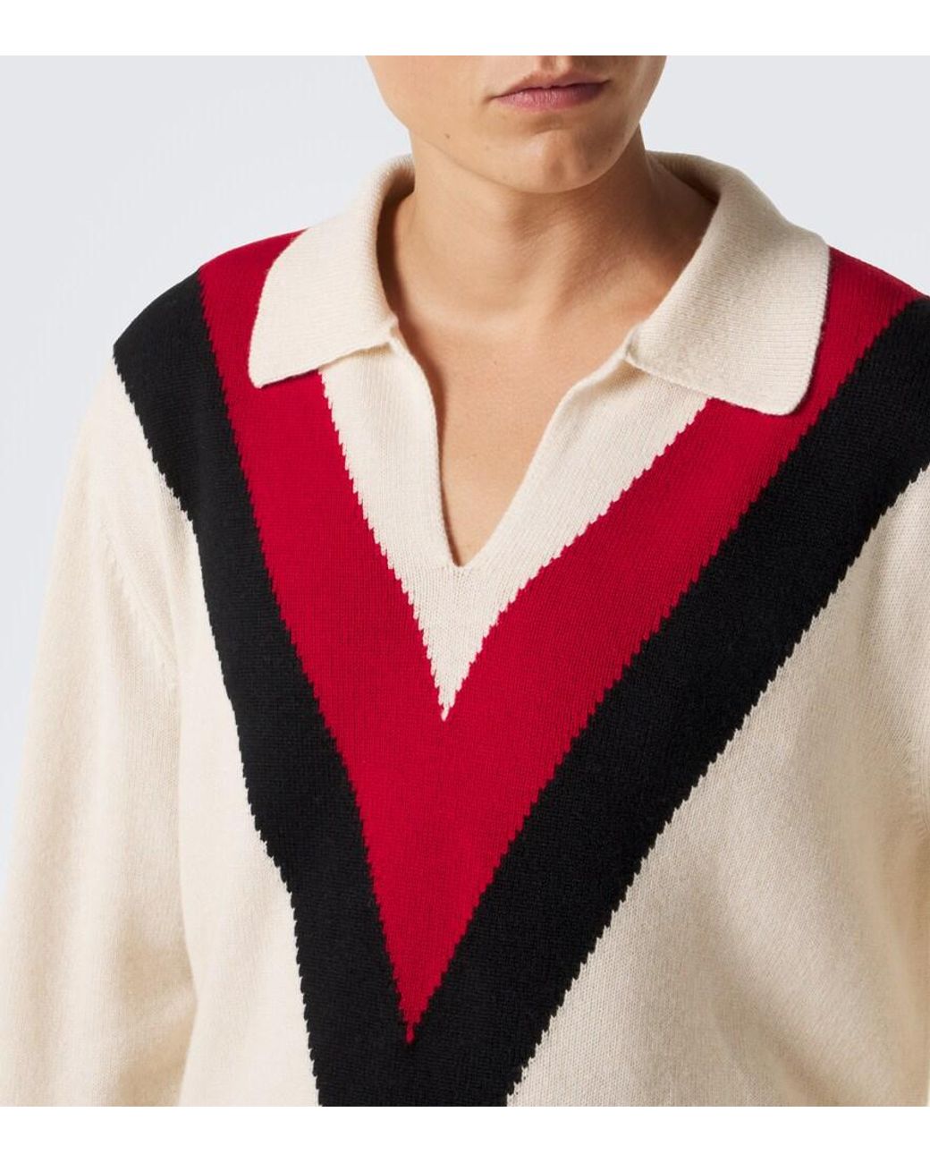 Valentino Garavani Multicolor Jacquard Cashmere Polo Sweater for men