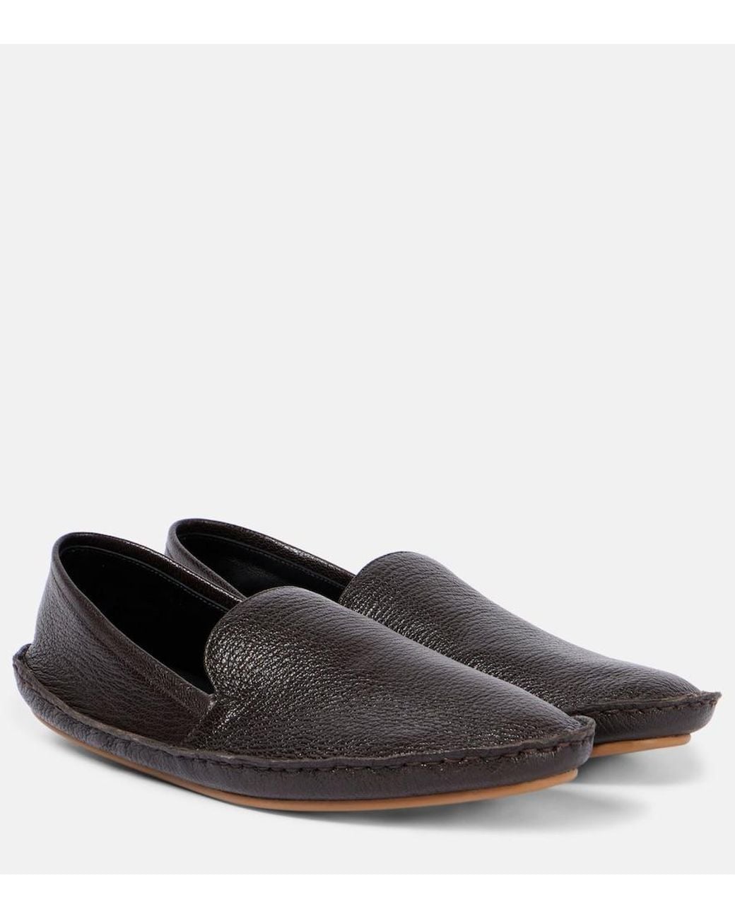 The Row Black Vasko Leather Loafers