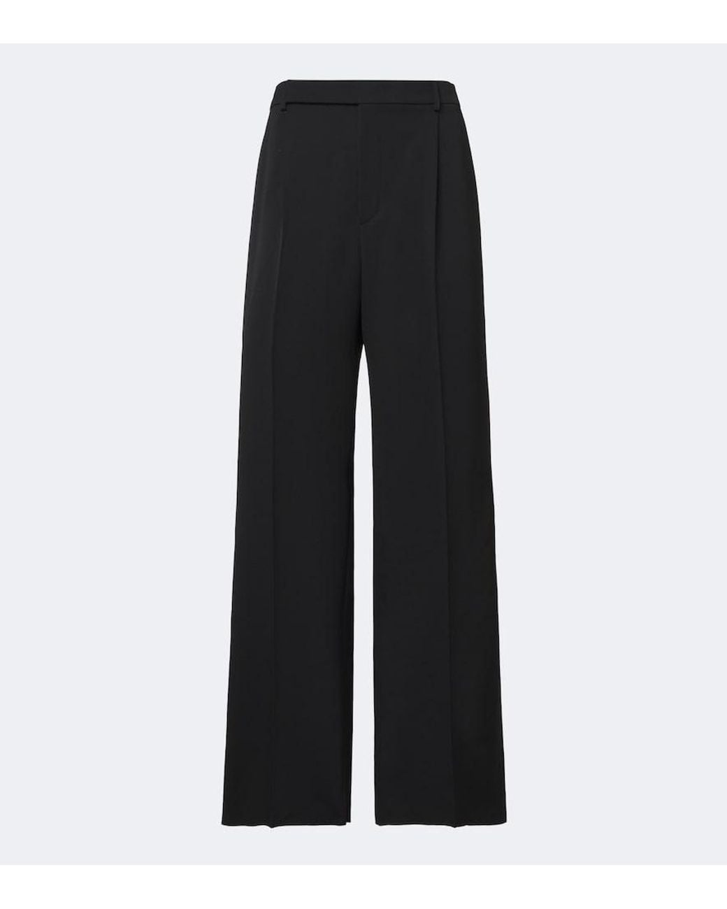 Saint Laurent Black Wool Gabardine Wide-Leg Pants for men