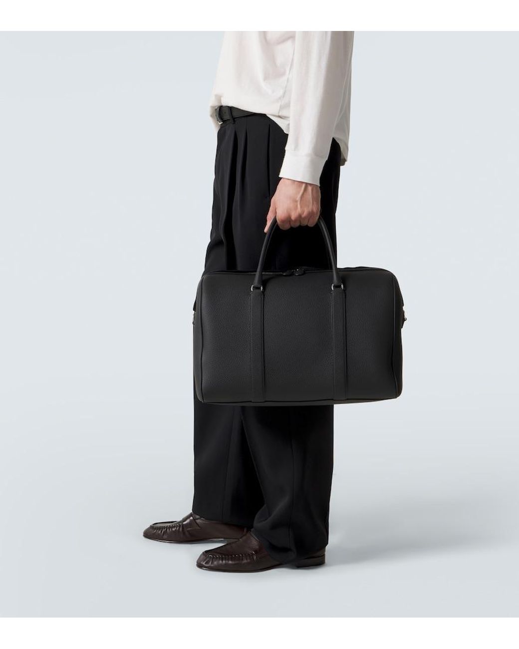 The Row Black Iowa Leather Duffel Bag for men