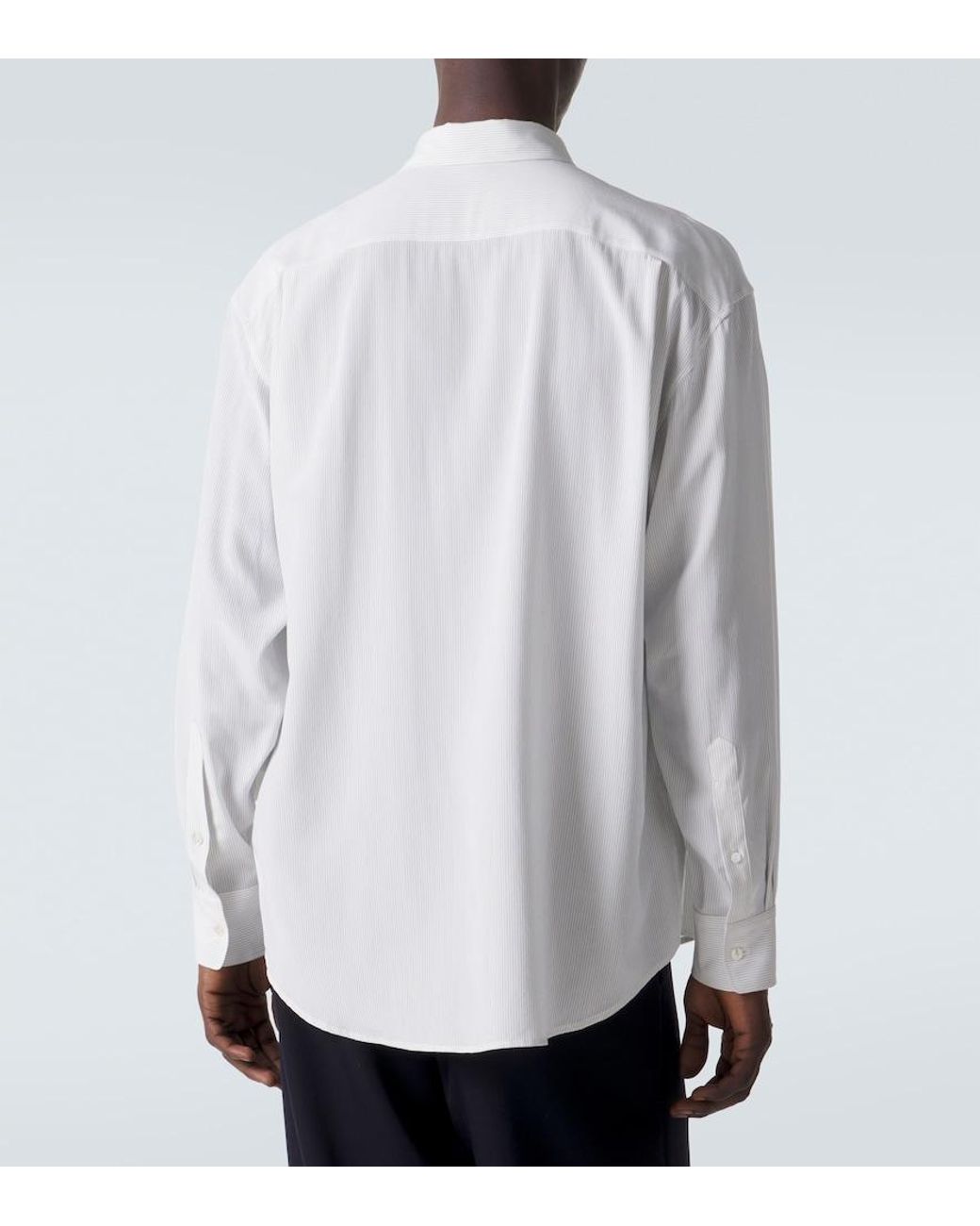 The Row White Granada Pinstripe Silk Poplin Shirt for men